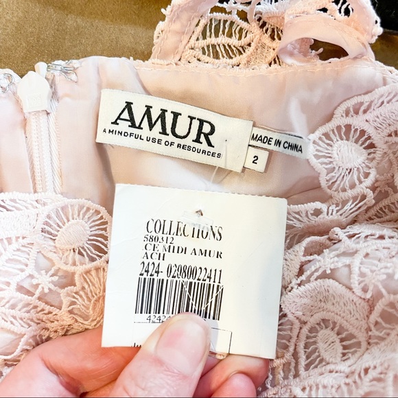 Amur Hayden Lace Midi Dress Blush Pink Size 2 NWT - Picture 6 of 11